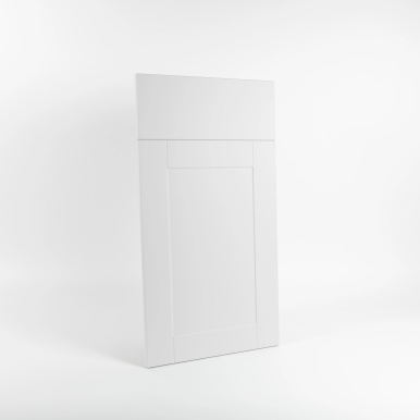 Façade de cuisine à encadrement sur-mesure mate, style scandinave épuré en polymère - Blanc Soie