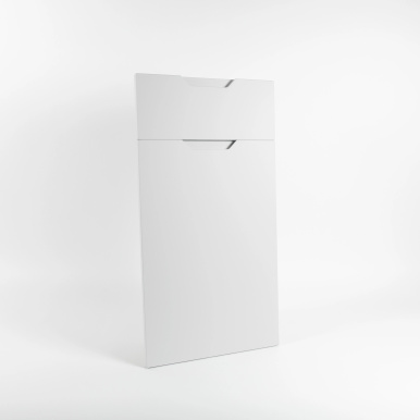 Porte cuisine à poignée intégrée sur-mesure mat, style nordique épuré en polymère - Blanc Perlé