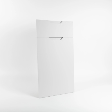 Porte cuisine à poignée intégrée sur-mesure mat, style nordique épuré en polymère - Blanc Soie