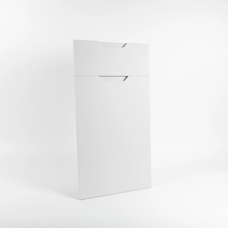 Porte cuisine à poignée intégrée sur-mesure mat, style nordique épuré en polymère - Blanc Soie