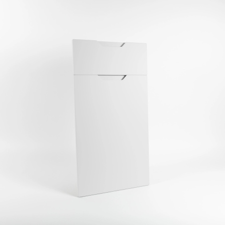 Porte cuisine à poignée intégrée sur-mesure mat, style nordique épuré en polymère - Blanc Soie