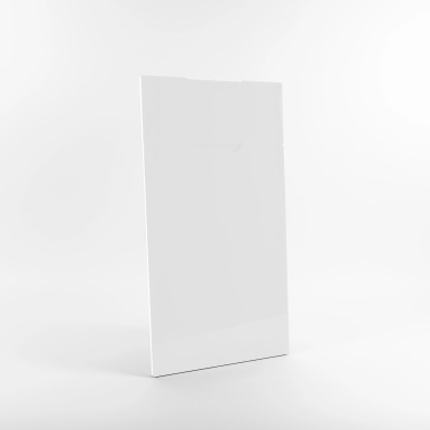 Porte cuisine à poignée intégrée sur-mesure brillant, style nordique épuré en polymère - Blanc Neige Brillant