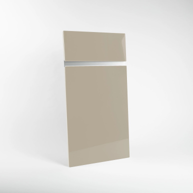 Porte de cuisine sur-mesure brillante poignée alu en polymère, façade lisse moderne facile à entretenir - Champagne Brillant