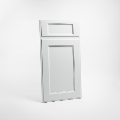 Porte de cuisine shaker sur-mesure mat, encadrement mouluré anti-trace en polymère - Blanc Anti-trace