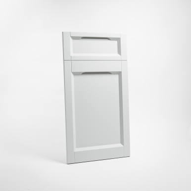 Porte de cuisine shaker sur-mesure à poignée intégrée mat, cadre anti-trace en polymère - Blanc Anti-trace