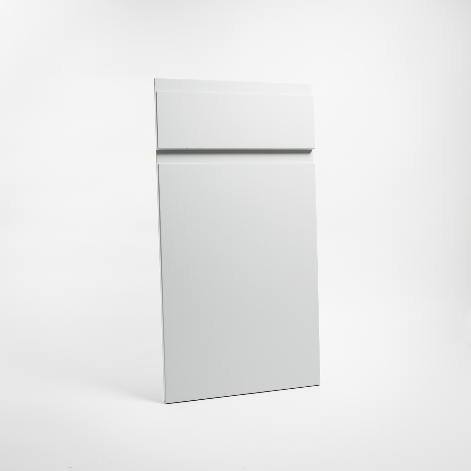 Porte cuisine anti-trace de doigts sur-mesure à poignée intégrée U-Shape, polymère mat - Blanc Anti-trace