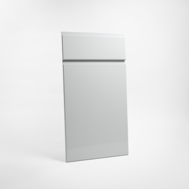 Porte cuisine sur-mesure à poignée intégrée U-Shape, polymère mat - Gris Brillant