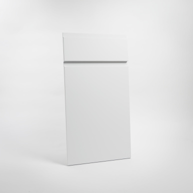 Façade cuisine sur-mesure à poignée intégrée mat, style scandinave, polymère lisse - Argent Poudré