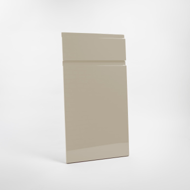 Façade cuisine sur-mesure à poignée intégrée brillante, style scandinave, polymère lisse - Champagne Brillant