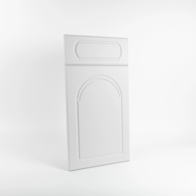 Porte de cuisine moulurée sur-mesure mat, style rétro américain en polymère - Blanc Perlé